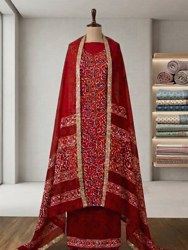 Red Classic Cotton Suit