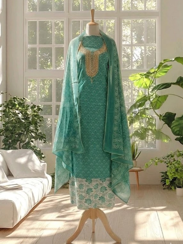 Sea Green Cotton Suit
