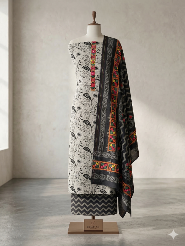 Black & White Printed Suit