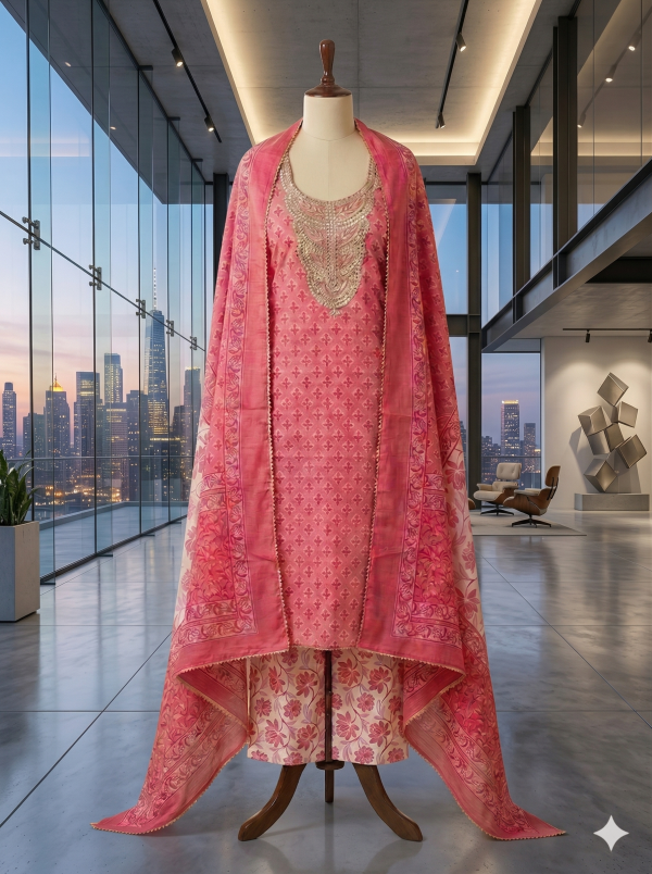 Pink Embroidered Suit